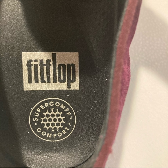 FITFLOP Sz  10 Superskate Burgundy Velveteen Flats Slip-on Comfort Shoes - Picture 4 of 13